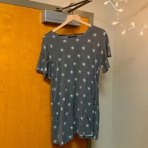 Long gray shirt with white stars; thin material